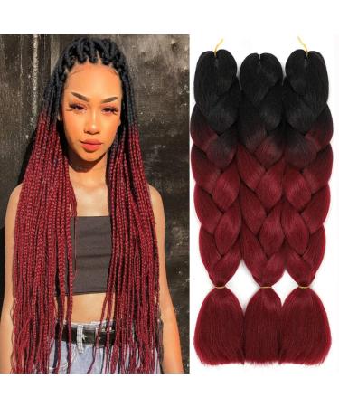 Fanyu ombre braiding hair 3pack/Lot ombre braiding hair extensions high temperatures synthetic 24 inch pre Stretched braiding hair (B8) 24 inch (pack of 3) db-b8