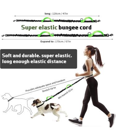 Unipampa Jogging Dog Leash - Hands-Free Leash with Belly Belt for Small & Medium Dogs | Reflective Adjustable 120-170 cm Double Handle Green - Buy Online on GoSupps.com