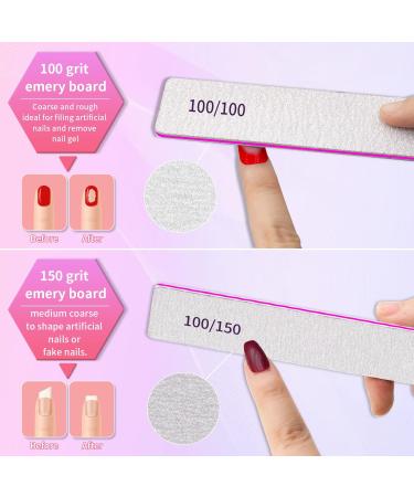 Professional 100/150 Grit Double-Sided Nail Files - 12 Reusable Files for Gel & Natural Nails | Flowering Board for Women - Buy Online on GoSupps.com