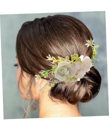 Angoily Rose Hair Comb Bridal Accessories Wedding Headpiece Prom Hair Clips Hair Accessory for Women Flower Headpiece Tiara Hair Combs for Wedding Silk Cloth Hairpin Bride Pink - Buy Online on GoSupps.com