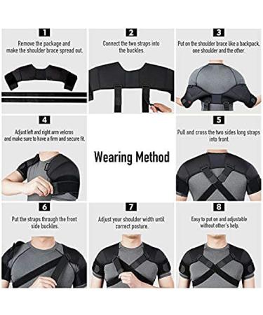 Double Shoulder Brace Sports Rotator Cuff Support Brace Belt Double Elastic Adjustable Bandage Cross Compression For Men And Women For Back Pain Relief L Exquisite - Buy Online on GoSupps.com