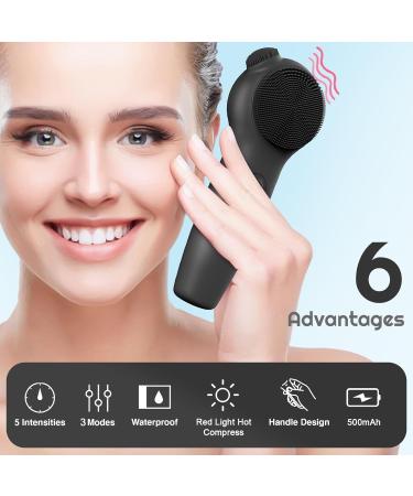 Landmore Facial Cleansing Brush - Rechargeable Silicone Scrubber with Red Light Waterproof Exfoliator & Nose Brush for Men & Women - International Shipping Available - Buy Online on GoSupps.com