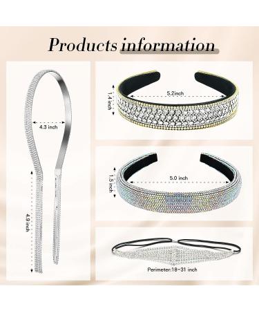 Yunlly Rhinestone Wedding Headband Set - 4 Pcs Bridal Diamond Crystal Tassel Headpiece for Women - Silver - Buy Online on GoSupps.com