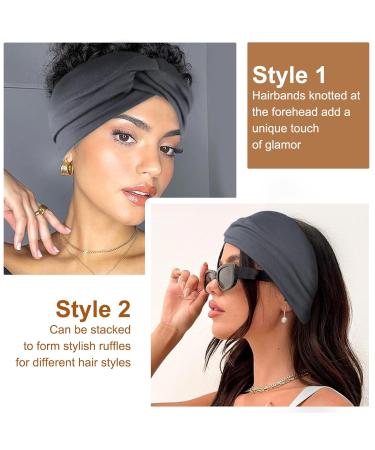 Bloom's Wide Anti-Slip Hair Band Headbands for Women - 4 Pcs Soft Elastic Sports & Yoga Accessories - White - Buy Online on GoSupps.com