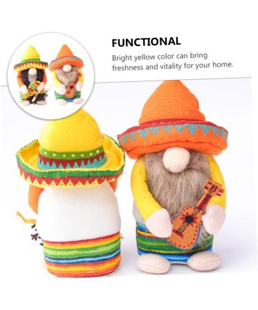 HOMSFOU 4 Pcs 1 Set Hawaiian Doll Summer Beach Party Decoration Nativity Ornaments for Kids Santa Ornament Plush Santa Gnome Cinco De Mayo Party Decorations Cloth Mexico Child Desktop Yellowx2pcs 20x13x9cmx2pcs - Buy Online on GoSupps.com