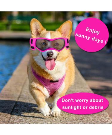 Dog Goggles for Small Breeds Windproof Anti-Fog Dog Sunglasses Adjustable Puppy Sunglasses for Small Medium Dogs Outdoor Riding Driving Protective Eyewear (Pink) - Buy Online on GoSupps.com