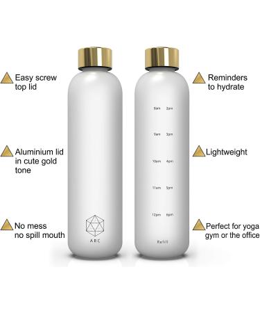 ARCANA 32oz Clear Water Bottle with Time Marker - BPA Free, Motivational Hydration Tracker for Gym, Sports, Outdoors - Buy Online on GoSupps.com