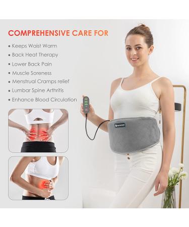 Comfier Heating Pad with Massager - Heated Waist Massage Belt for Back Pain | 2 Heat Levels & 3 Massage Modes | Cramps & Lumbar Heat Therapy - Gray - Buy Online on GoSupps.com