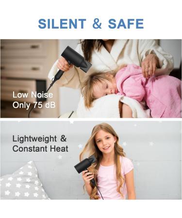 Slopehill Ion Hair Dryer 1800W - Quick Drying AC Motor 3 Concentrators & Diffuser Hot/Cold Button 3 Heat Settings 2-Speed - Black Gold - Buy Online on GoSupps.com