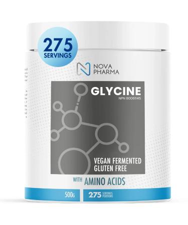 Nova Pharma - 100% Pure Organic Glycine with Amino Acids Muscle Growth & Sleep Support Vegan Glycine Powder Natural Brain Booster Liver Health Supplement - GMP Certified (275 servings)