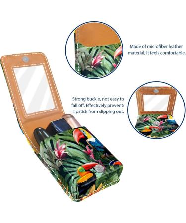 Travel Lipstick Organizer Case - Portable Makeup Bag with Mirror & Tropical Toucan Design - Buy Online on GoSupps.com