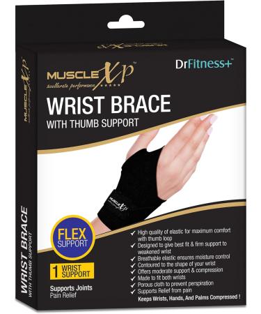 DrFitness+ Wrist Band 18 - Thumb Loop Support Strap for Men & Women | Black - Optimize Your Fitness Today - Buy Online on GoSupps.com