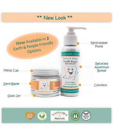 Balm Baby Teeth Paste - All Natural Fluoride-Free Kids Toothpaste with Xylitol - Sweet Orange - Made in USA - Glass Jar - Zero Waste Packaging - Buy Online on GoSupps.com