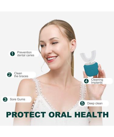 U-Shaped Electric Toothbrush Ultrasonic Whitening Massage for Adults - 3 Cleaning Modes (Green) - Buy Online on GoSupps.com