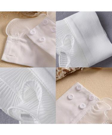 Mollensiuer Detachable Shirt Fake Sleeve Cuffs - White Fashion Pleated Horn & Lace Layered False Sleeves - Buy Online on GoSupps.com