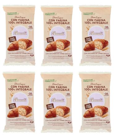 Bauli Bauli Cornetti with Whole Wheat Flour and Raw Cane Sugar. Croissants made with whole wheat flour and raw cane sugar. Pack of 222g each pack contains 6 croissants of 37g each.