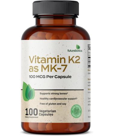 Futurebiotics Vitamin K2 as MK-7 100 mcg - 100 Vegetarian Capsules - Buy Online on GoSupps.com