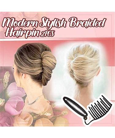 Stylish Braided Hairpin Set - Quick French Twist & Messy Bun Clips (2pcs) - Buy Online on GoSupps.com