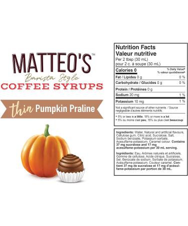 Matteo's Barista Style Sugar-Free Coffee Syrup Pumpkin Praline Flavor Zero Calories and Sugar Keto Friendly Ideal for Lattes Cappuccinos Espresso Americano Indulgent Taste (750mL 2-pack) 750 ml (Pack of 2) - Buy Online on GoSupps.com