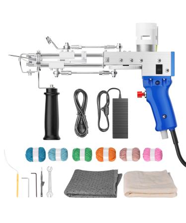 FancyBant Tufting Gun  Rug Gun Starter Kit Cut Pile Tufting Gun Rug Tufting Supplies Rug Making Kit for Beginners Includes Yarn Tufting Cloth Backing Cloth Tools Kit (110-240V) Blue