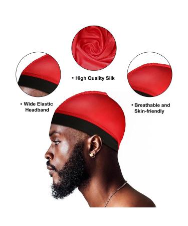 Selalu 4Pcs Large Size Silk Stocking Wave Caps for 360 Waves - Good Compression Durag for Men - Stain Resistant - Adult Wave Red Black Navy Silver - Buy Online on GoSupps.com
