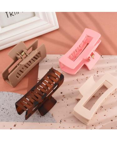 8 Pack Large Rectangle Hair Claw Clips - Matte Hair Clips for Women - Strong Hold for Thin, Thick, Curly Hair - Non-slip Square Hair Accessories - Buy Online on GoSupps.com