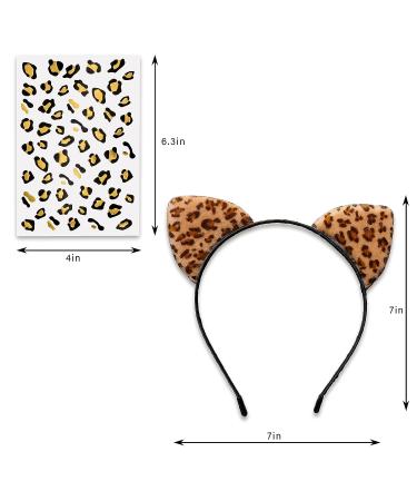 Pandecor Cheetah Ears Headband & Black/Gold Temporary Tattoos Set for Halloween Costumes - Buy Online on GoSupps.com