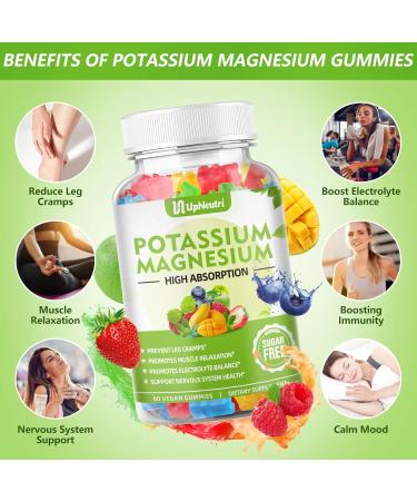 Potassium Magnesium Gummies for Adults & Kids | Sugar-Free Vegan High Absorption | Supports Leg Cramps Muscle & Immune Health | 60 Count Mixed Fruit - Buy Online on GoSupps.com