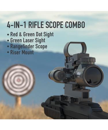 Pinty 3-9x32 Rifle Scope with Rangefinder, Illuminated Reflex Sight, Green Dot Laser - 4 Reticle Options - Buy Online on GoSupps.com