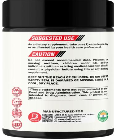 DEDICAD 12in1 Wormwood Capsules Black Walnut Cloves, Ginger, Turmeric Curcumin & Black Pepper - Immune System - 60 Capsules - Buy Online on GoSupps.com