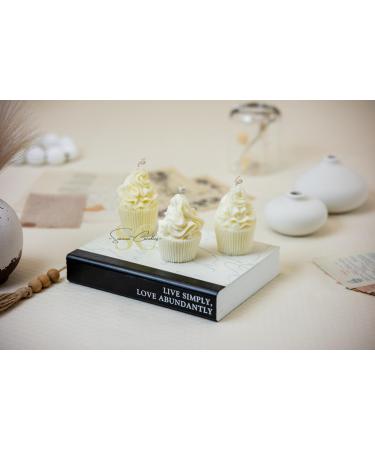 Set of 2 Cupcake Candle Natural Soy Wax Handmade Birthday Cake Candle Gift for Women (Brown)