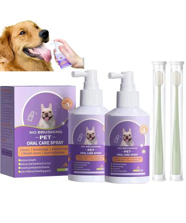 PetClean Teeth Cleaning Teeth Cleaning Spray for Dogs & Cat Pet Clean Teeth Spray Convenient No Brushing Pet Oral Spray Clean Teeth (2PCS)