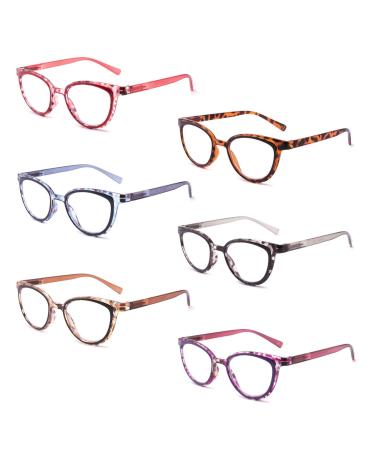 IVNUOYI 6 Pack Reading Glasses Blue Light Blocking Fashion Ladies Readers with Spring Hinges,Anti Glare UV Eyestrain ,Computer Eyeglasses for Women 2.5 6 Pack Mix Color 2.5 x