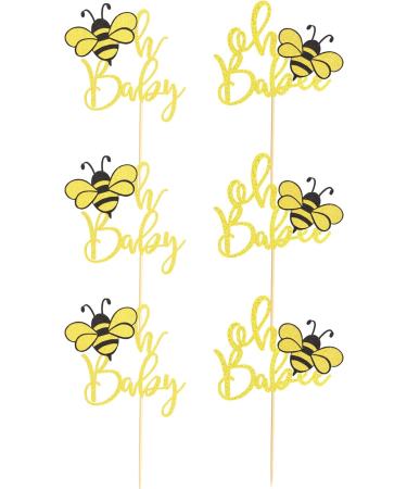 Arthsdite 24Pcs Bumble Bee Cupcake Toppers Oh Babee Cupcake Picks Oh Baby Cupcake Pick Decorations for Bee Theme Baby Shower Kids Baby Shower Birthday Party Decorations Supplies - Gold Black Glitter Bee Oh Baby Cupcake Toppers - Buy Online on GoSupps.com