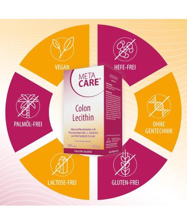 Meta Care Colon Lecithin - High-Quality Vegan Phosphatidylcholine with Wermungsblatt Extract - 180 Capsules for Optimal Digestive Health - Buy Online on GoSupps.com