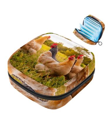 Sanitary Napkin Storage Bag Menstrual Cup Pouch Girls Travel Large Capacit Makeup Sanitary Pads Organizer Chicken Sunset Multi-colored 3