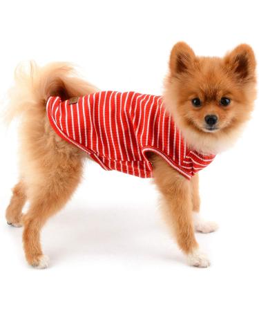Paidful Summer Striped T-Shirt for Small Dogs 100% Cotton Sleeveless Top for Young Girls Chihuahua & Yorkshire Red Size M (Back Length: 25cm Bust: 37cm) - Buy Online on GoSupps.com