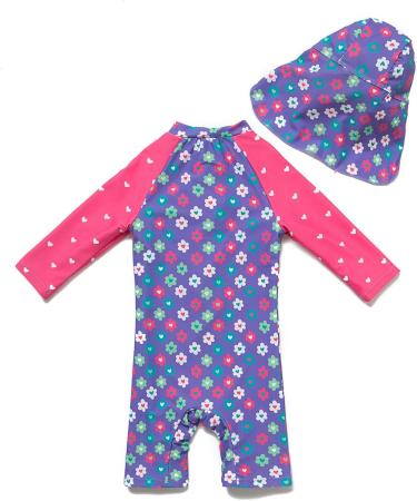 BONVERANO Baby Girls Long-Sleeve Swimsuit | UPF 50+ Sun Protection | Purple | 9-12 Months - Buy Online on GoSupps.com