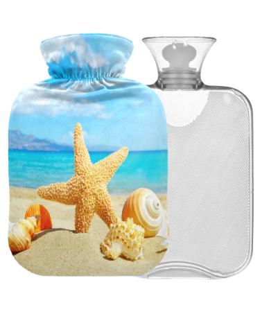 Naanle beach Seestern Summer Heat bottle with cover Transparent hot water bottle 1l of warm head for bed Handfoot Warmer pain relief warmth and cold therapy
