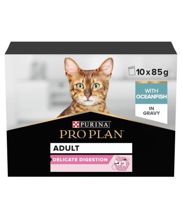 PURINA PRO PLAN | Adult | Delicate Digestion | Soft Fish | Sauce | Cat | Fresh Sachets 10 x 85g | Pack of 4