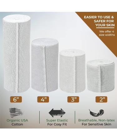 6 Organic Latex-Free American Cotton Comfort Elastic Bandage - 2 Pack (6" Width) with Hook & Loop Closure - International Shipping Available - Buy Online on GoSupps.com