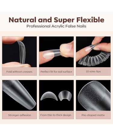 Modelones 500Pcs Long Coffin Clear Nail Tips - Full Cover Nail Extension Kit - Buy Online on GoSupps.com