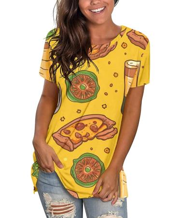 Lace Tops Fashion Shirts For Women Casual Printing Shirts Round Neck Short Sleeve Tee Tops Tunic Oktoberfest Tops Yellow X-Large - Buy Online on GoSupps.com