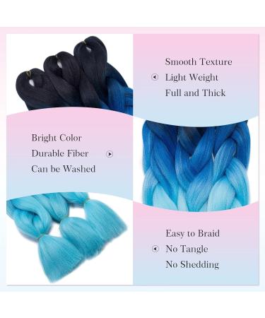 Tess Braids Extensions Blue 60 cm | Jumbo KanCalon Hair for Box Braids | 100g #48 Ombre - Premium Quality Hair Extensions - Buy Online on GoSupps.com