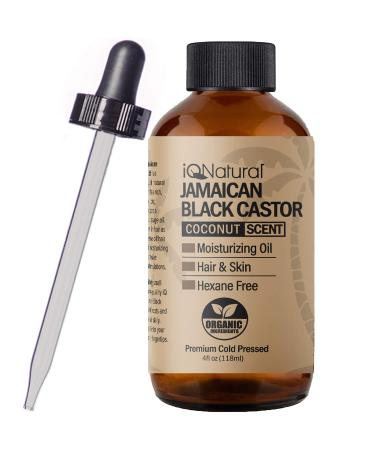 iQ Natural Jamaican Black Castor Oil for Hair Growth and Skin Conditioning  100% Pure Cold Pressed  Scalp  Nail and Hair Oil - (Coconut Scented) (4oz)