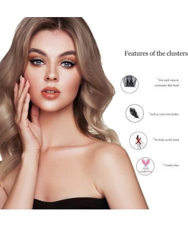 SISILILY Individual Lashes 6 Rows Cluster Lashes C Curl DIY Kit | 12mm Length 3D False Eyelashes with Tweezer | Reusable Natural Eyelash Extensions - Buy Online on GoSupps.com