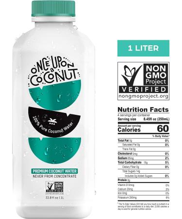 Once Upon a Coconut 100% Pure Coconut Water 1L - Low Calorie All-Natural Drink with Electrolytes - No Added Sugar or Sweeteners - Non-GMO - Gluten-Free - Pack of 12 (each 33.8 fl oz) 999.59 ml (Pack of 12) - Buy Online on GoSupps.com
