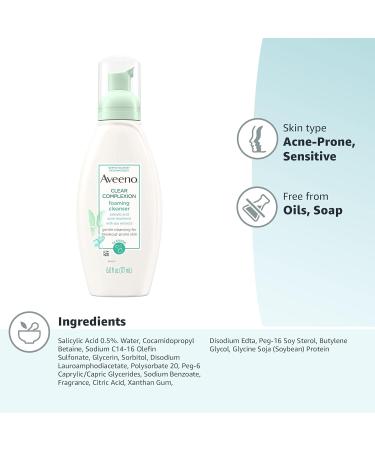 Aveeno Clear Complexion Foaming Facial Cleanser with Salicylic Acid - Pack of 3 | For Acne-Prone Skin | Sulfate-Free & Hypoallergenic - Buy Online on GoSupps.com