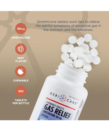 GeriCare Simethicone 80mg - Fast Gas & Bloating Relief (100 Tablets) - Buy Online on GoSupps.com
