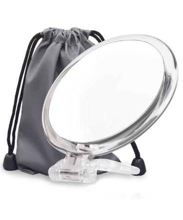 20X Magnifying Mirror  6 Inch  Two Sided Hand Mirror  20X/1X Magnification  Folding Makeup Mirror with Handheld/Stand  Use for Makeup Application  Tweezing  and Blackhead/Blemish Removal. Clear